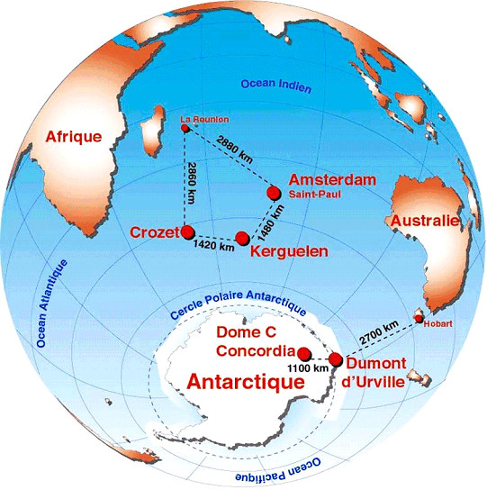 Carte des sub-antarctique Â©senat.fr